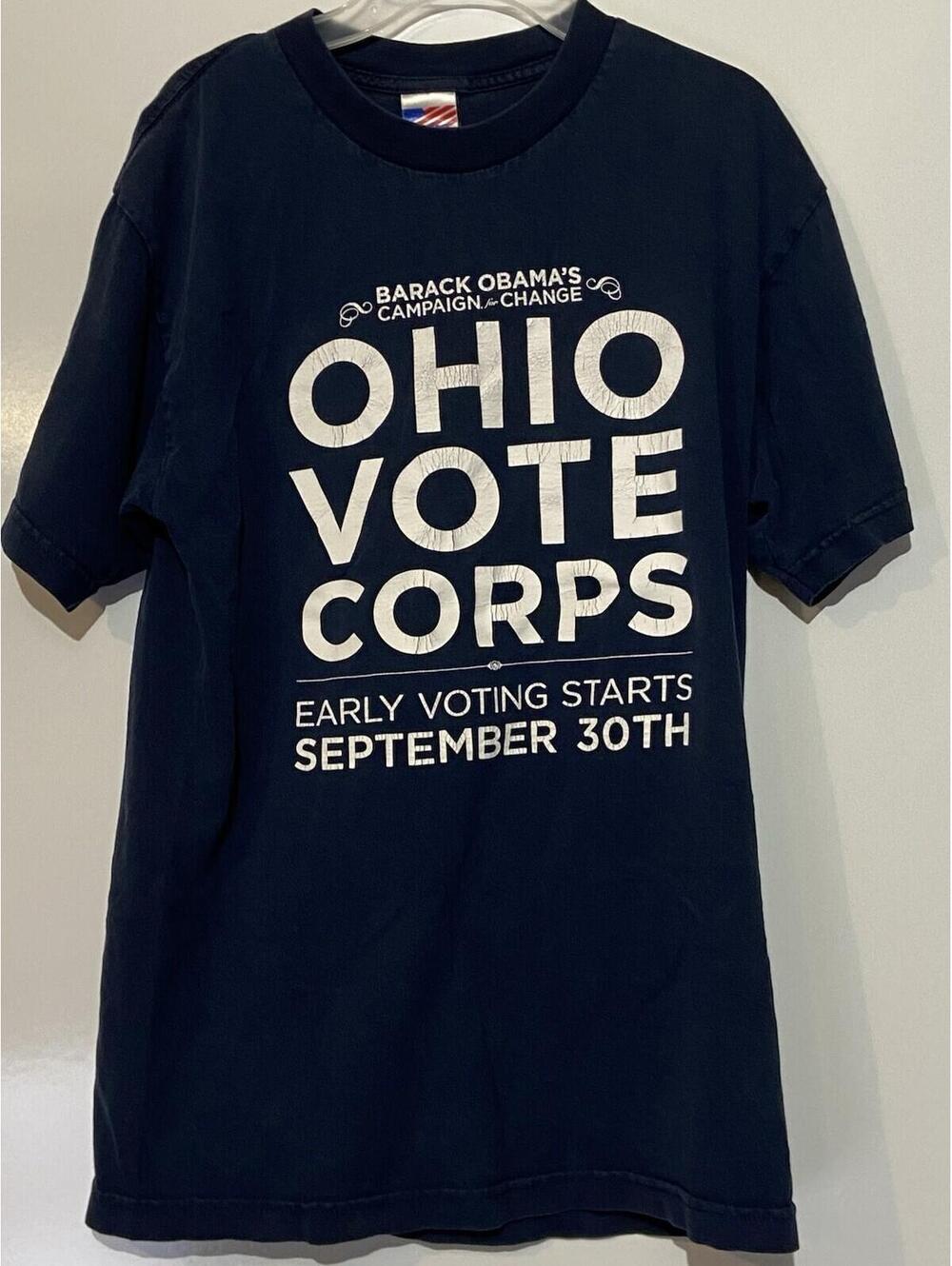 Mens MURINA Blue Vintage Barack Obama Vote Obama Campaign Shirt Sz M